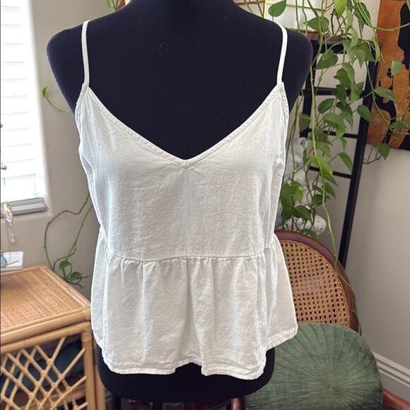 Abercrombie & Fitch White Spaghetti Strap Peplum Hem Tank Top - Picture 1 of 4